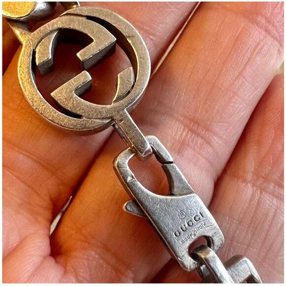 Gucci sterling silver cuban link chain bracelet with interlocking G - Picture 11 of 14